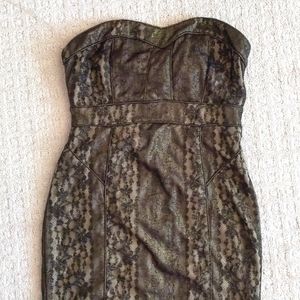Strapless gold and black minidress. NWT